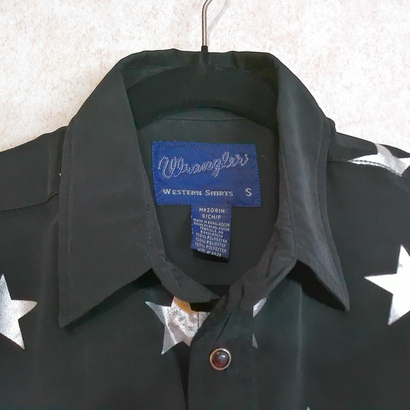 NWT Wrangler Western Shirts Snap Down Long Sleeve Black/Silver Men’s Size Small - Picture 9 of 11
